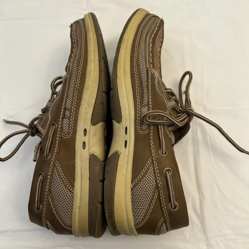 Thom McAn KELLAN Mens 8 Leather Boat Shoes Brown Lace Up‎ Casual Loafers 20205
